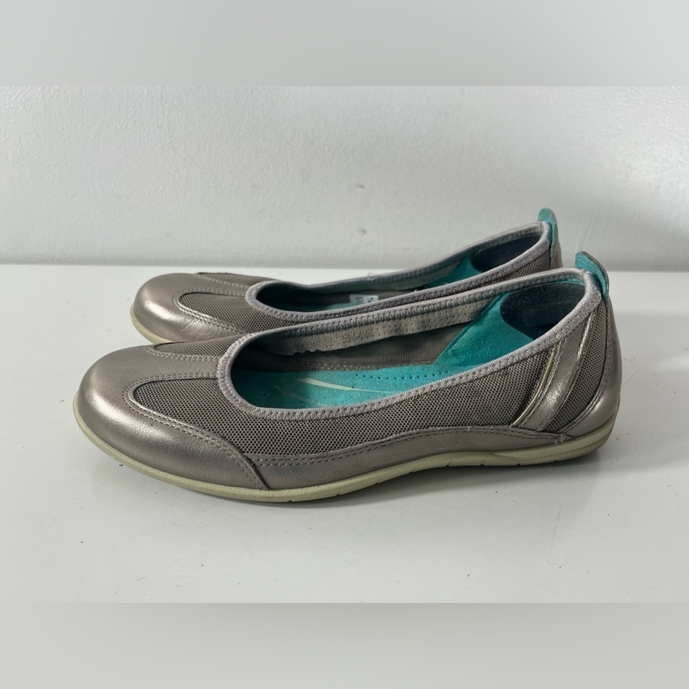 ECCO Bluma Summer Ballerina Slip On Flats Eur 37 Silver/Gray Womens Shoes